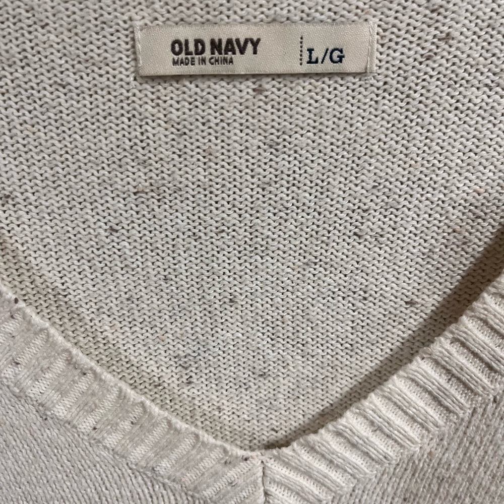 Old Navy Vintage V Neck Basic Pullover Cream Swea… - image 8